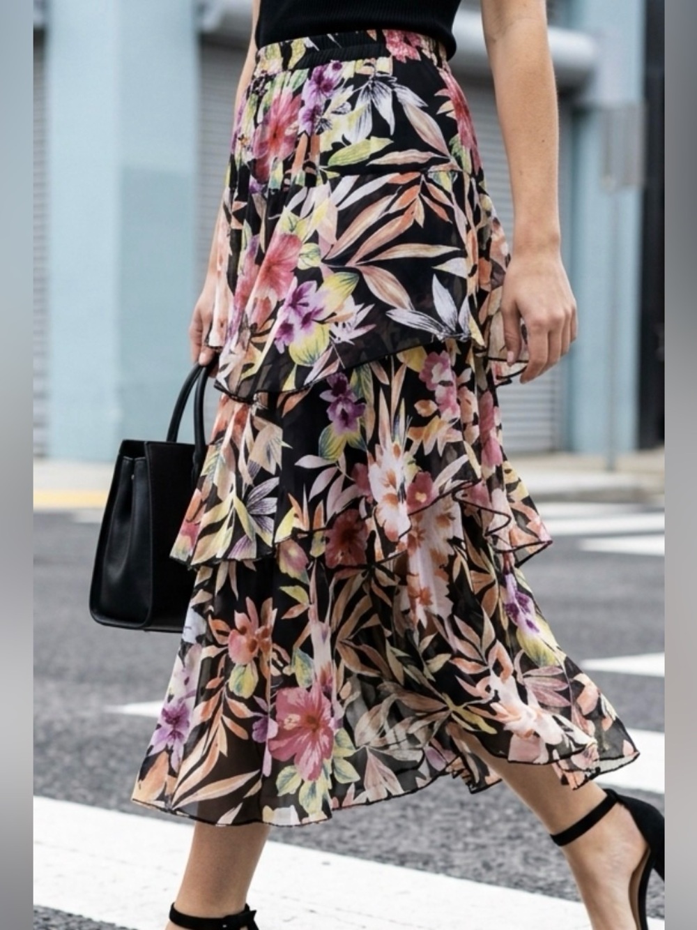 Vintage Sheer Floral Elegant Summer maxi skirt Waist :28”